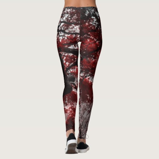 Red Cherry Blossom Tree Leggings (Achterkant)