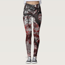 Red Cherry Blossom Tree Leggings