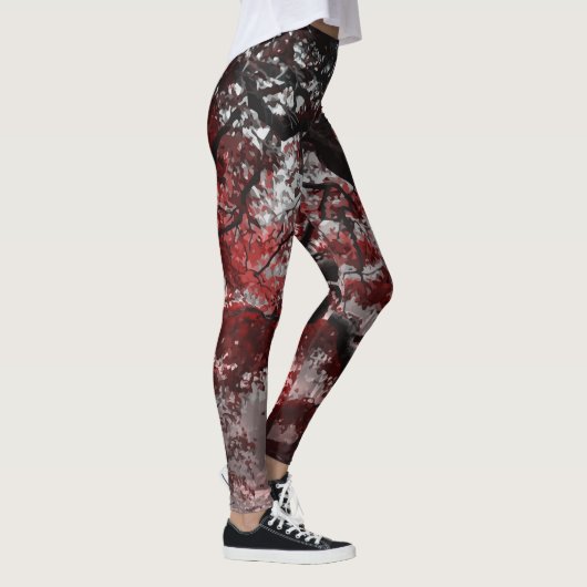 Red Cherry Blossom Tree Leggings (Rechts)