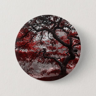 Red Cherry Blossom Tree Ronde Button 5,7 Cm