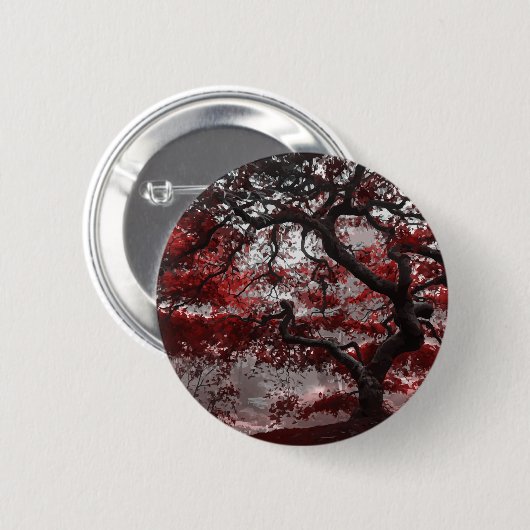 Red Cherry Blossom Tree Ronde Button 5,7 Cm (Voorkant /achterkant)