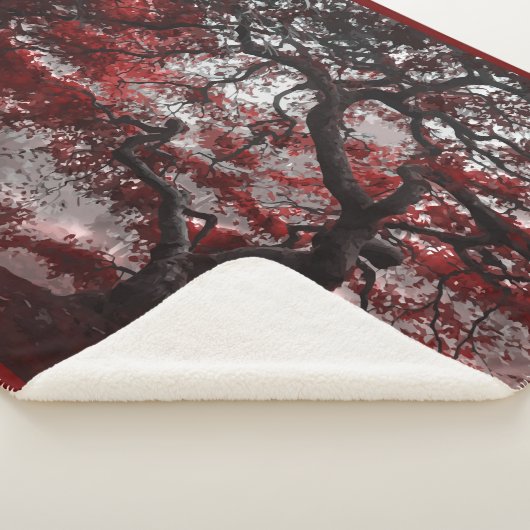 Red Cherry Blossom Tree Sherpa Deken (3/4)