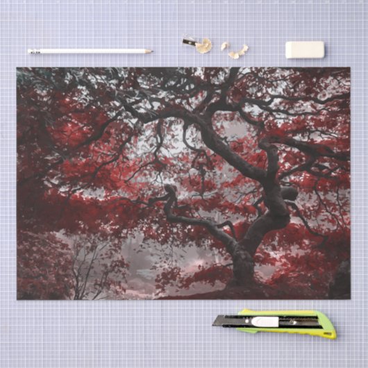 Red Cherry Blossom Tree Tissuepapier (Craft)