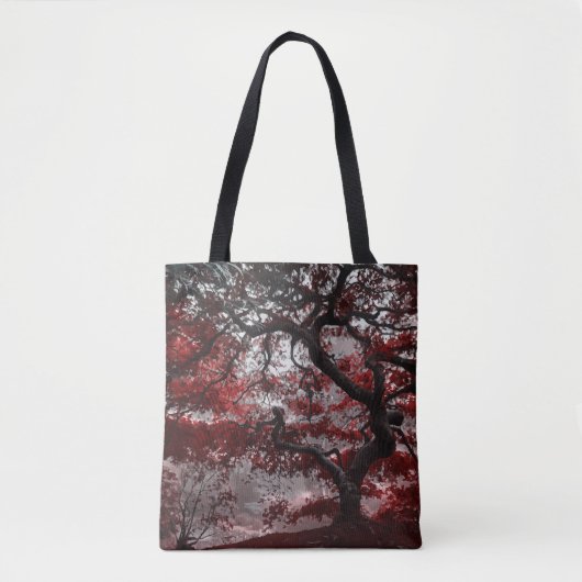 Red Cherry Blossom Tree Tote Bag (Voorkant)