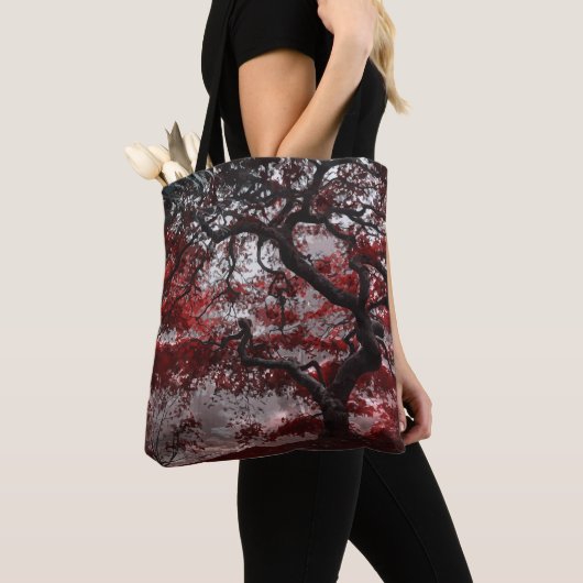 Red Cherry Blossom Tree Tote Bag (Dichtbij)