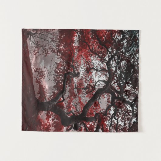 Red Cherry Blossom Tree Wandkleed (Voorkant (horizontaal))