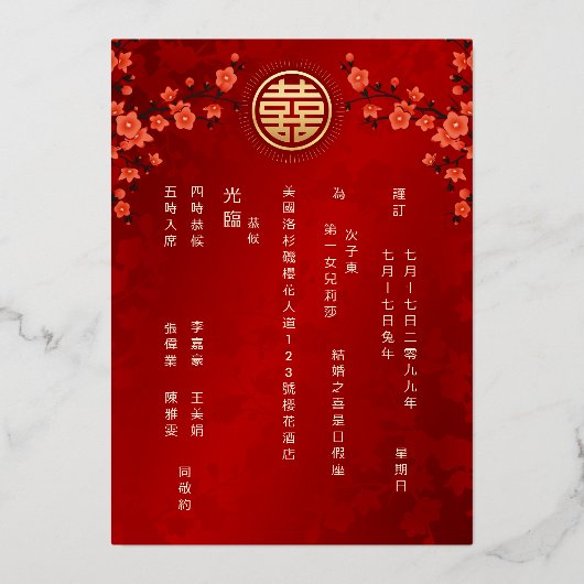 Red Cherry Blossom | Uitnodiging tot uitzending va (Achterkant)