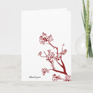 Red Cherry Blossom Weddenschap Hartelijk dank Bedankkaart
