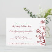 Red Cherry Blossom Wedding Jubileum Invite Kaart (Staand voorkant)