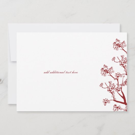 Red Cherry Blossom Wedding Jubileum Invite Kaart