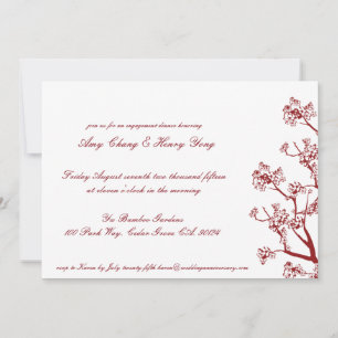 Red Cherry Blossom Wedding Jubileum Invite Kaart