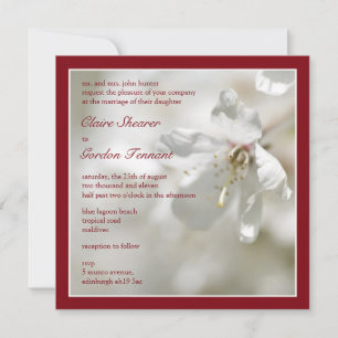 Red Cherry Blossom Wedding Kaart