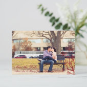 Red Cherry Blossom Wedding Save the Date Cards (Staand voorkant)