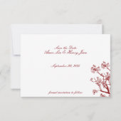 Red Cherry Blossom Wedding Save the Date Cards (Achterkant)