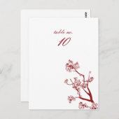 Red Cherry Blossom Wedding Table Place Kards Briefkaart (Voorkant / Achterkant)