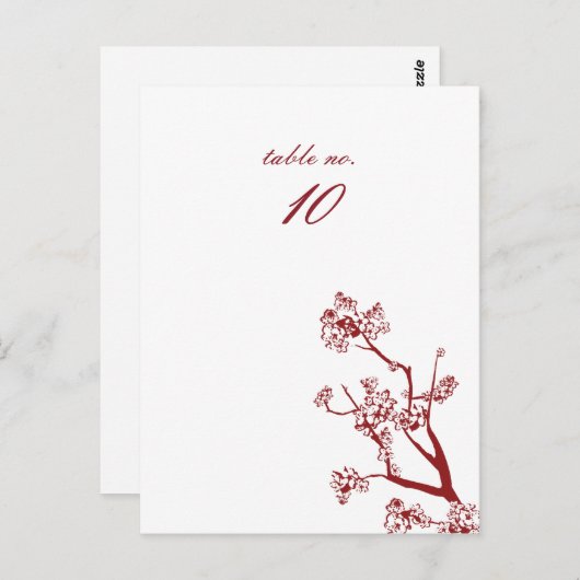 Red Cherry Blossom Wedding Table Place Kards Briefkaart (Voorkant / Achterkant)