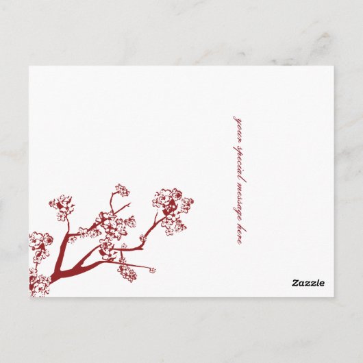 Red Cherry Blossom Wedding Table Place Kards Briefkaart (Achterkant)