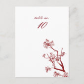 Red Cherry Blossom Wedding Table Place Kards Briefkaart (Voorkant)