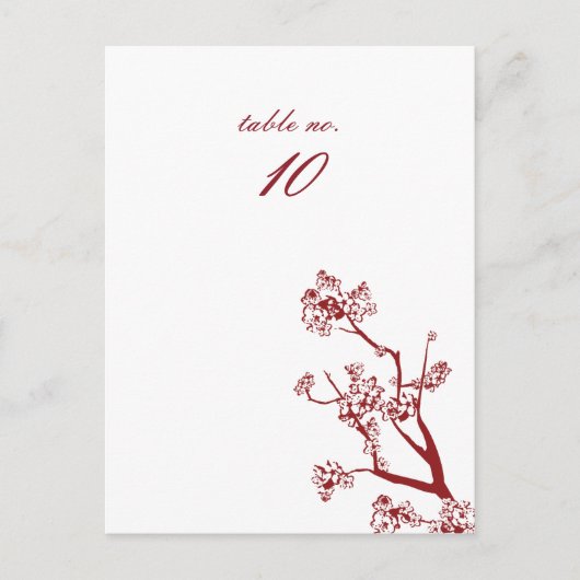 Red Cherry Blossom Wedding Table Place Kards Briefkaart (Voorkant)