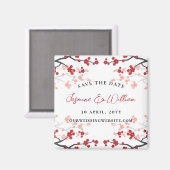 Red Cherry Blossoms Sakura Flowers Save The Date Magneet (Voorkant / Achterkant)
