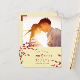 Red Cherry Blossoms Sakura Foto Opslaan De Datum Aankondigingskaart