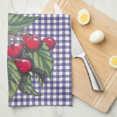  Red Cherry Blue Gingham Country Kitchen Theedoek (Quarter Fold)