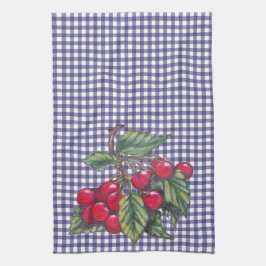  Red Cherry Blue Gingham Country Kitchen Theedoek