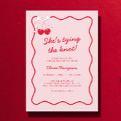 Red Cherry Bow Tying the Knot Vrijgezellenfeest Kaart