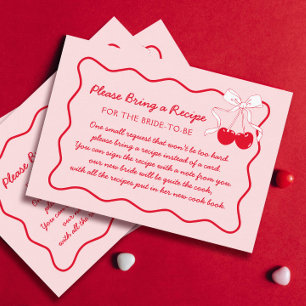 Red Cherry Bow Vrijgezellenfeest Recept Aanvraag Informatiekaartje