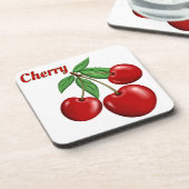 Red Cherry Cherries Design gepersonaliseerd Bier Onderzetter (Linkerzijde)