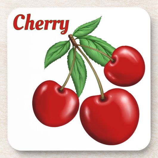 Red Cherry Cherries Design gepersonaliseerd Bier Onderzetter (Voorkant)