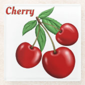 Red Cherry Cherries Design gepersonaliseerd Glazen Onderzetter (Voorkant)