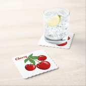Red Cherry Cherries Design gepersonaliseerd Kartonnen Onderzetters (Insitu)