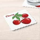Red Cherry Cherries Design gepersonaliseerd Kartonnen Onderzetters (Gebogen)
