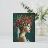 Red Cherry Crown Romantisch portret Feestdagenkaart (Staand voorkant)