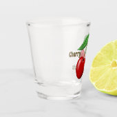 Red Cherry Design Aangepaste tekst Shot Glas (Links)