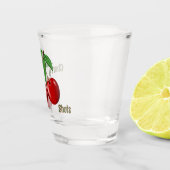 Red Cherry Design Aangepaste tekst Shot Glas (Rechts)