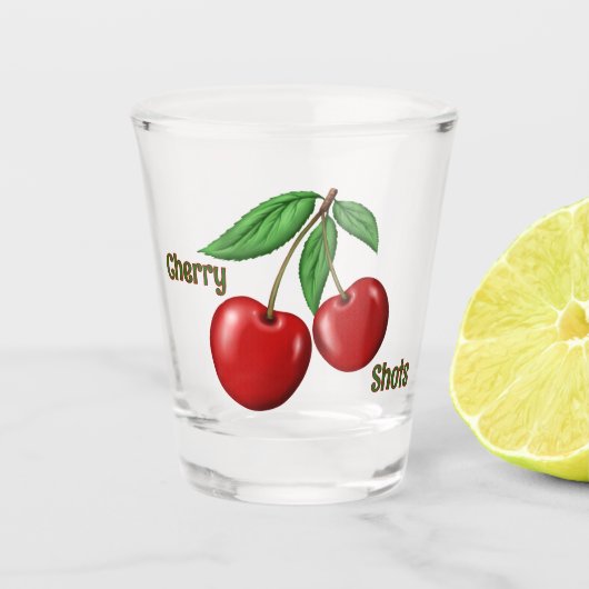 Red Cherry Design Aangepaste tekst Shot Glas (Voorkant)