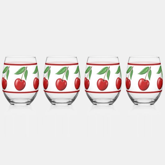 Red Cherry Design Wijnglas Zonder Voet (Voorkant)