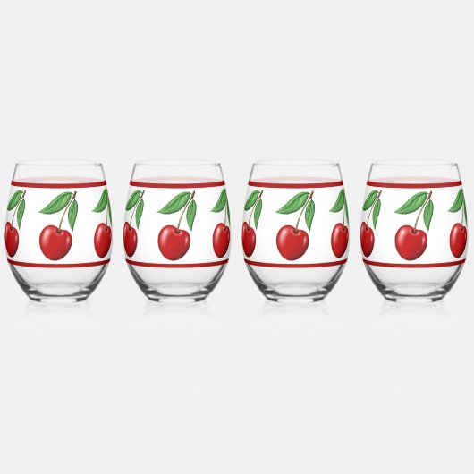 Red Cherry Design Wijnglas Zonder Voet (Achterkant)