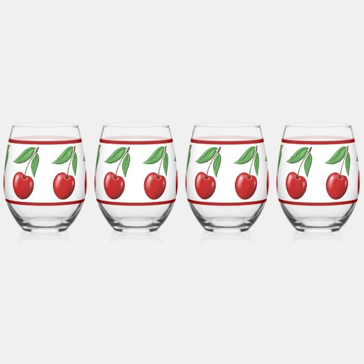 Red Cherry Design Wijnglas Zonder Voet (Links)