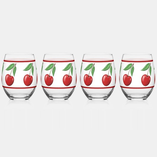 Red Cherry Design Wijnglas Zonder Voet (Rechts)