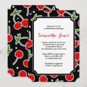 Red Cherry en Star Retro Afgesneden Vrijgezellenfe Kaart (Voorkant / Achterkant)