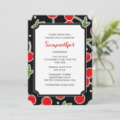 Red Cherry en Star Retro Die-cut Birthday Party Kaart (Staand voorkant)