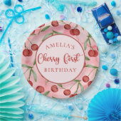 Red Cherry First Birthday Paper Borden Papieren Bordje (Feest)