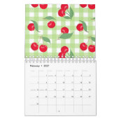 Red Cherry Fruit Green lekt pastel Lumberjack Kalender (Feb 2027)