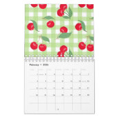 Red Cherry Fruit Green lekt pastel Lumberjack Kalender (Feb 2026)