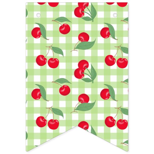 Red Cherry Fruit Green lekt pastel Lumberjack Vlaggetjes (Eerste vlag)
