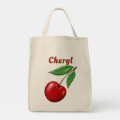 Red Cherry gepersonaliseerde kruidenier Tote Bag (Achterkant)