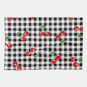 Red Cherry Gingham Black & White Buffalo Plaid Theedoek (Horizontaal)